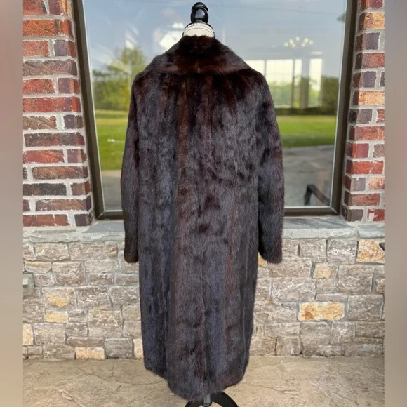 Vintage Mahogany Mink Fur Over Coat Real Fur Coat Brown - Picture 5 of 11